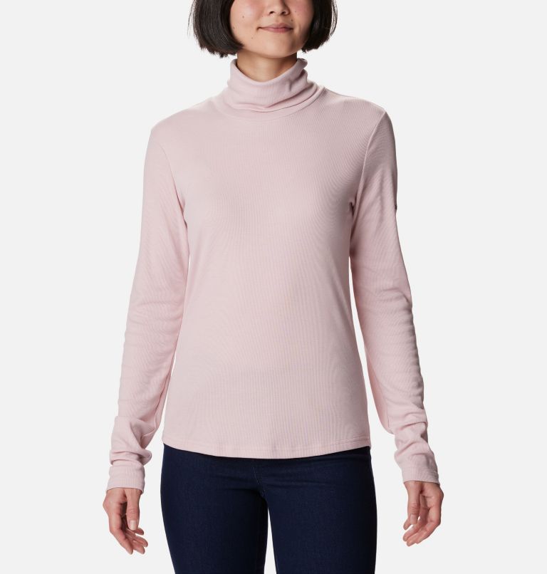 Women's Boundless Trek Ribbed Turtleneck Long Sleeve Shirt, Color: Dusty Pink, image 1