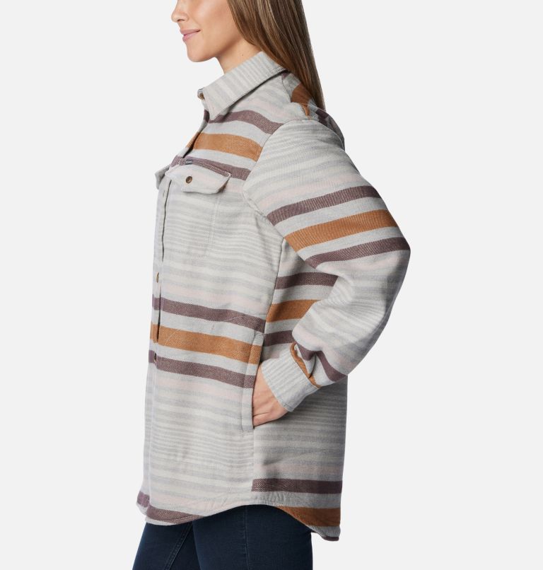 Thumbnail: Women's Calico Basin Shirt Jacket, Color: Columbia Grey Heathered Stripe, image 4