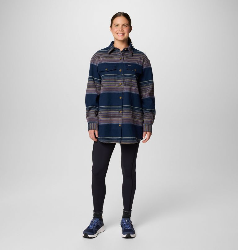 Women's Calico Basin Shirt Jacket, Color: Collegiate Navy Vista Stripe, image 3