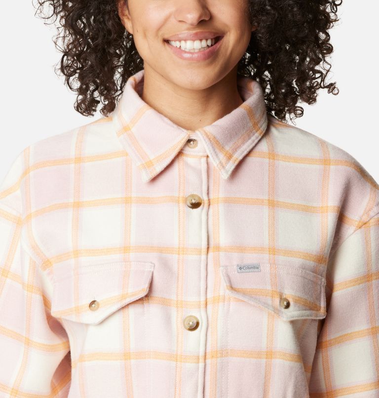 Women's Calico Basin Shirt Jacket, Color: Sunset Peach Buffalo Ombre, image 5