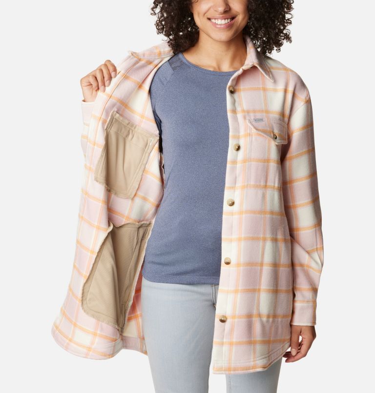 Women's Calico Basin Shirt Jacket, Color: Sunset Peach Buffalo Ombre, image 6