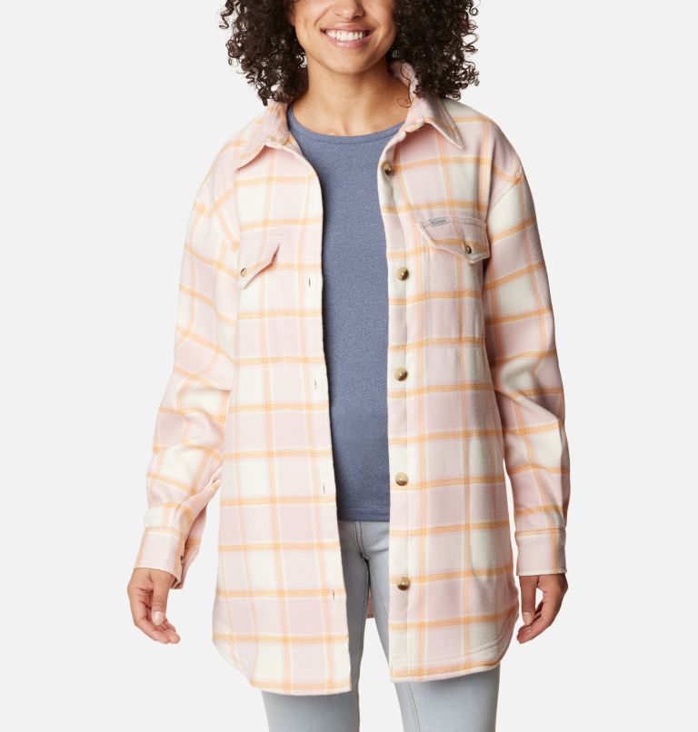 Women's Calico Basin Shirt Jacket, Color: Sunset Peach Buffalo Ombre, image 1