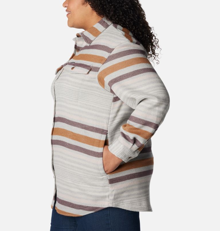 Women's Calico Basin Shirt Jacket - Plus Size, Color: Columbia Grey Heathered Stripe, image 3