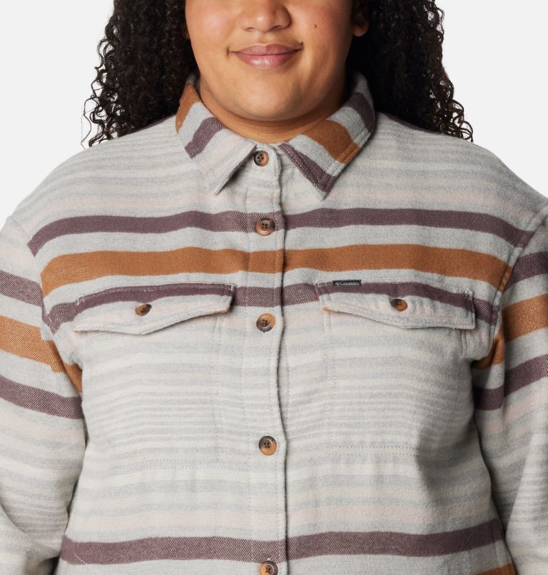 Thumbnail: Manteau-chemise Calico Basin pour femmes – Grandes tailles, Color: Columbia Grey Heathered Stripe, image 4
