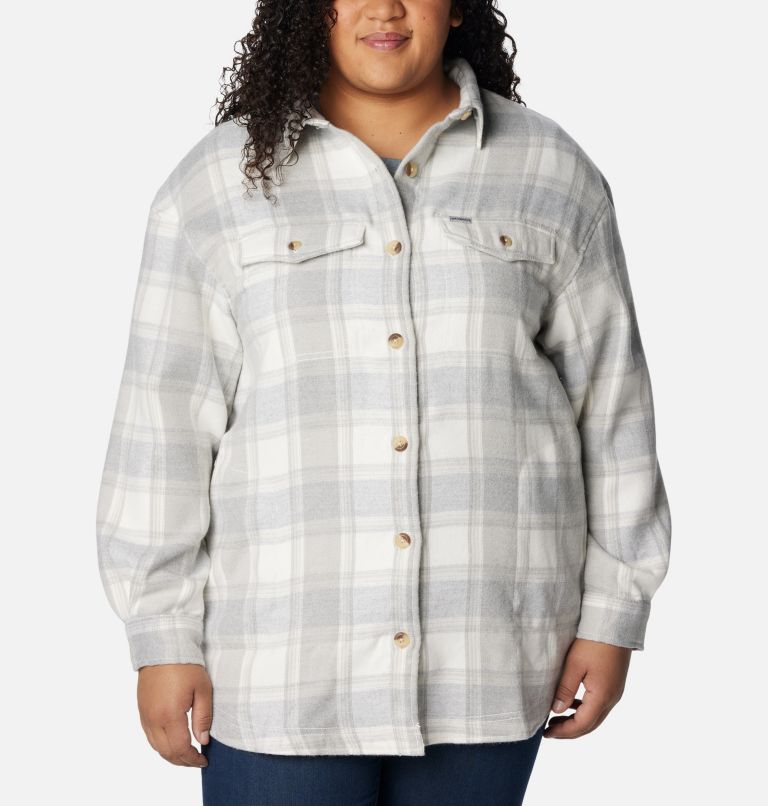 Manteau-chemise Calico Basin pour femmes – Grandes tailles, Color: Sea Salt Buffalo Ombre, image 3
