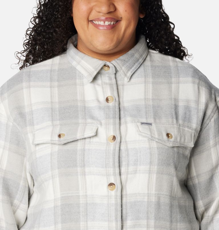 Women's Calico Basin Shirt Jacket - Plus Size, Color: Sea Salt Buffalo Ombre, image 5