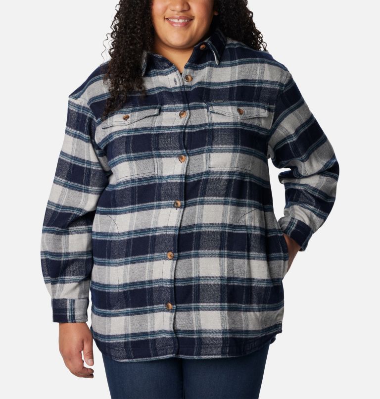 Women's Calico Basin Shirt Jacket - Plus Size, Color: Dark Nocturnal Buffalo Ombre, image 3