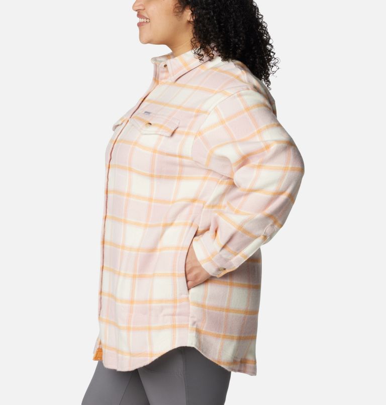 Thumbnail: Women's Calico Basin Shirt Jacket - Plus Size, Color: Sunset Peach Buffalo Ombre, image 3