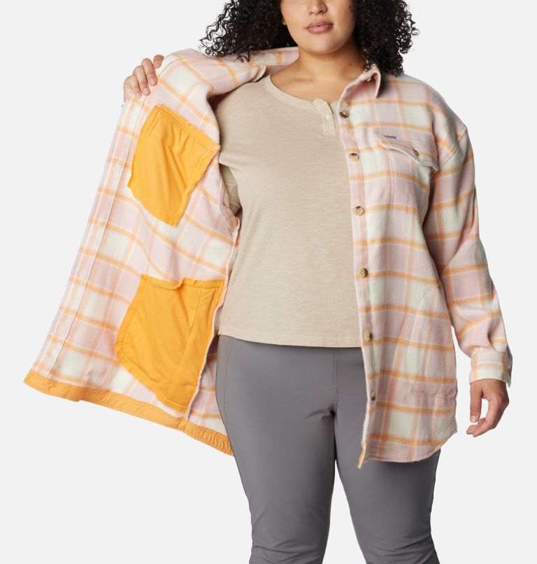 Women's Calico Basin Shirt Jacket - Plus Size, Color: Sunset Peach Buffalo Ombre, image 5