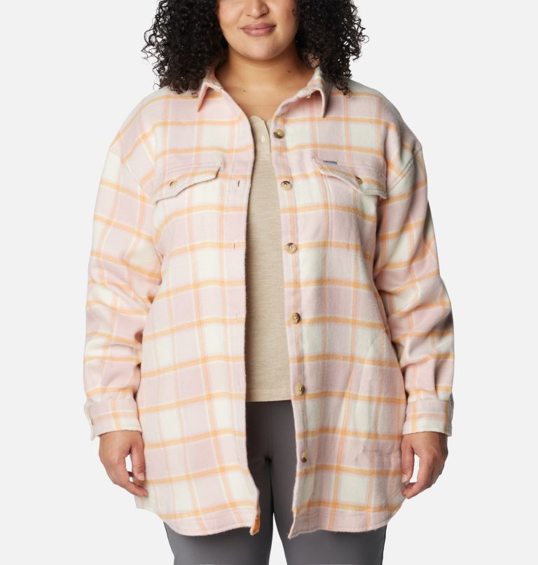 Women's Calico Basin Shirt Jacket - Plus Size, Color: Sunset Peach Buffalo Ombre, image 6