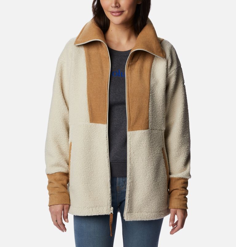Thumbnail: Manteau en laine polaire à fermeture éclair Boundless Trek pour femmes , Color: Dark Stone, Camel Brown, image 6