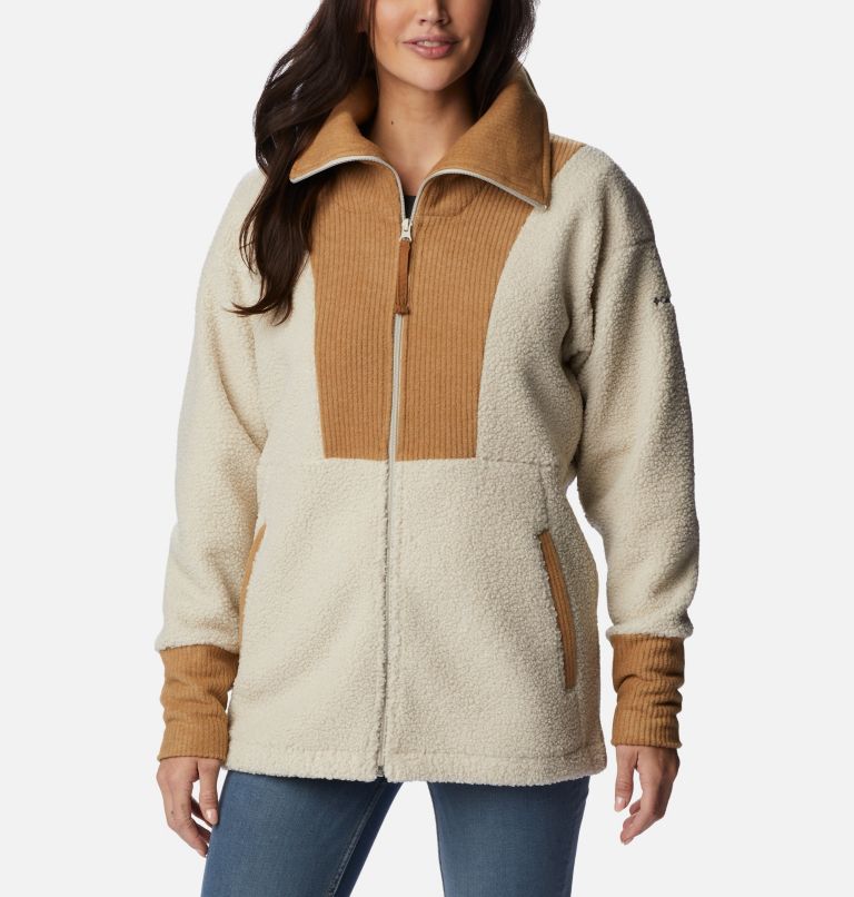 Thumbnail: Women's Boundless Trek Fleece Full Zip Jacket , Color: Dark Stone, Camel Brown, image 1