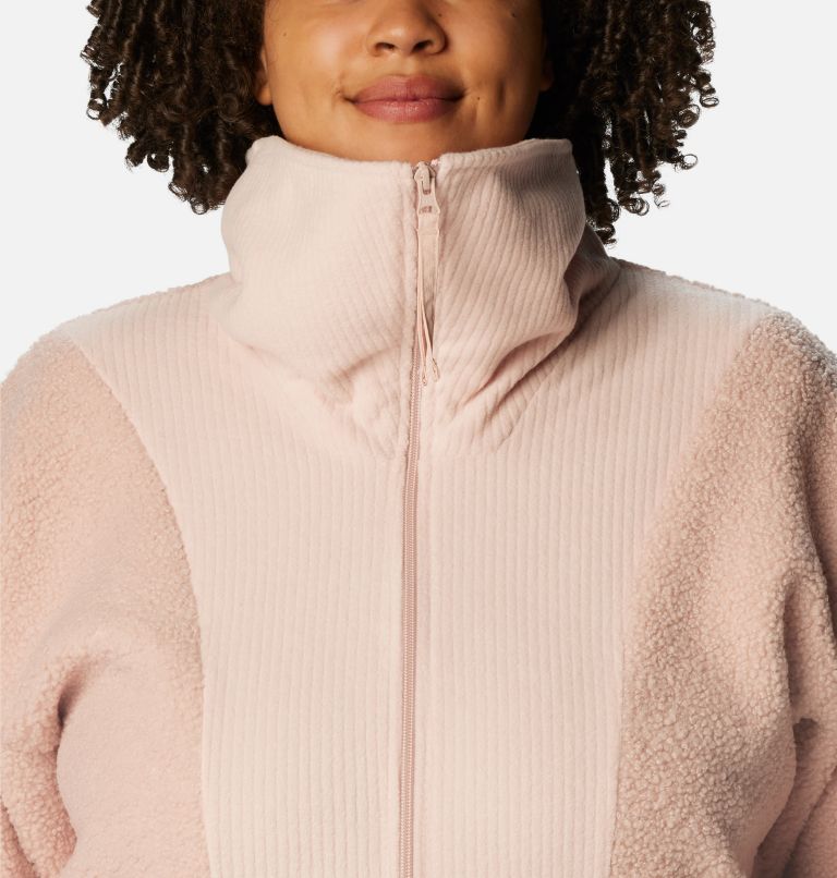 Thumbnail: Women's Boundless Trek Fleece Full Zip Jacket - Plus Size, Color: Dusty Pink, image 4