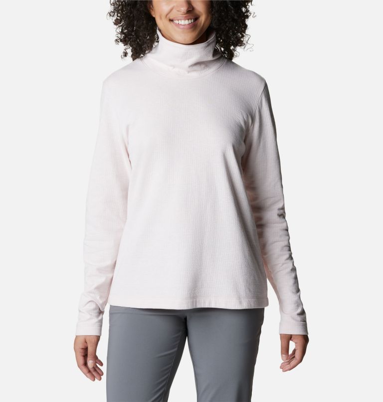 Women's Holly Hideaway Funnel Neck Long Sleeve Shirt, Color: Dusty Pink, image 1