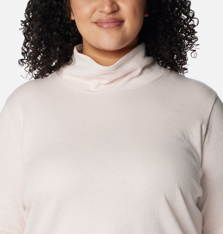 Thumbnail: Women's Holly Hideaway Funnel Neck Shirt - Plus Size, Color: Dusty Pink, image 4