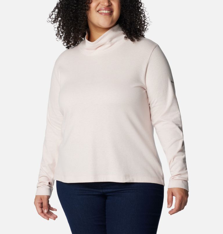 Thumbnail: Women's Holly Hideaway Funnel Neck Shirt - Plus Size, Color: Dusty Pink, image 5