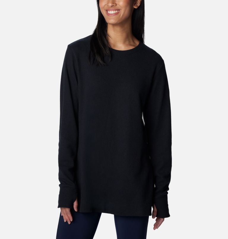 Women's Holly Hideaway Waffle Tunic, Color: Black, image 1