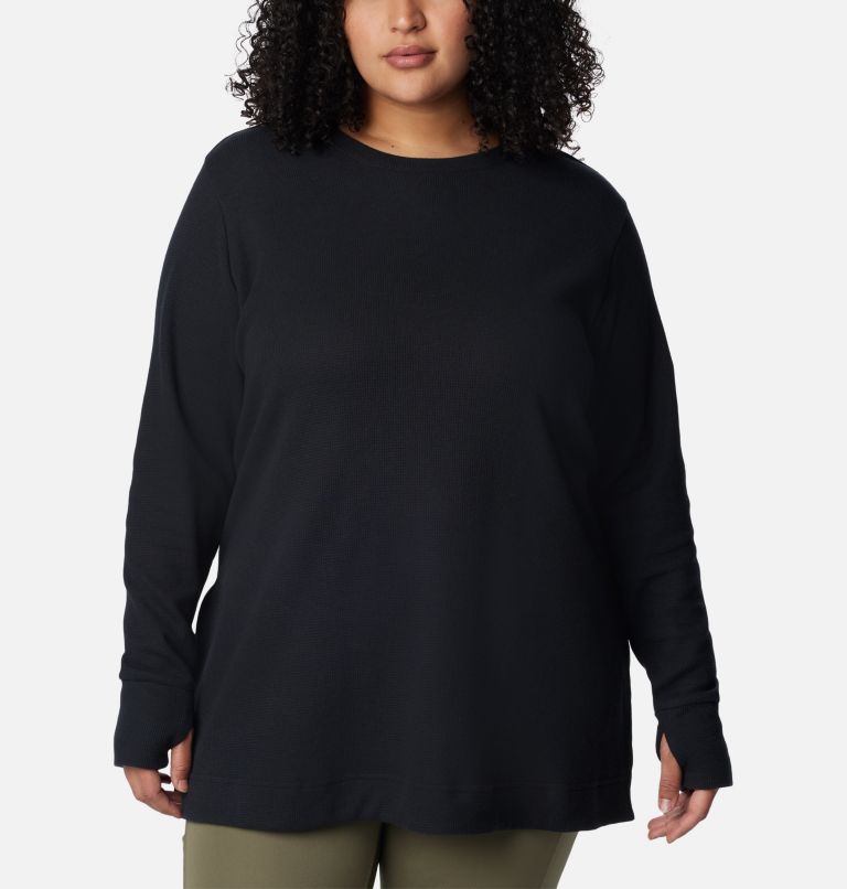 Women's Holly Hideaway Waffle Tunic - Plus Size, Color: Black, image 1