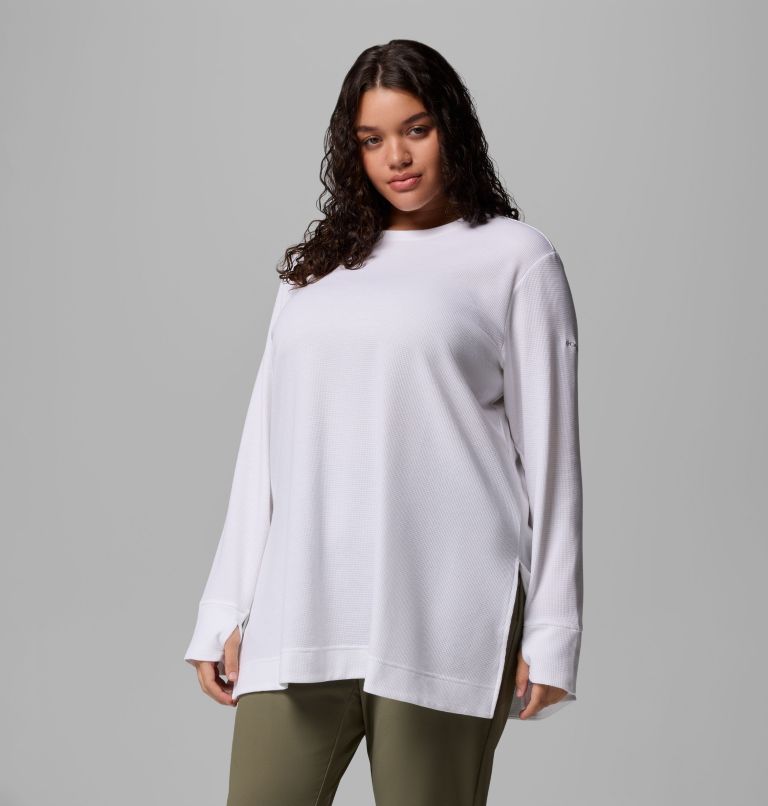 Women's Holly Hideaway Waffle Tunic - Plus Size, Color: White, image 4