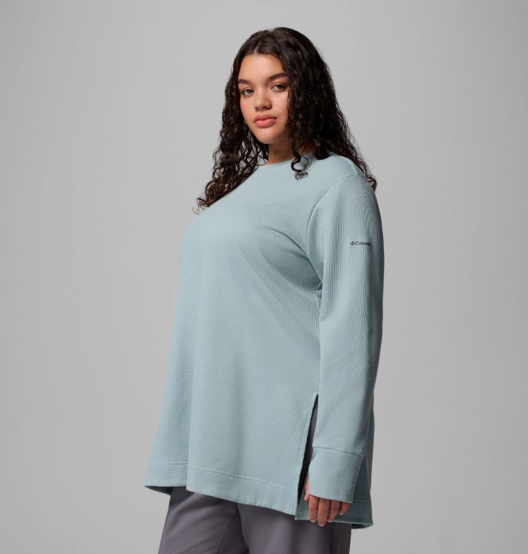 Women's Holly Hideaway Waffle Tunic - Plus Size, Color: Crushed Blue, image 4
