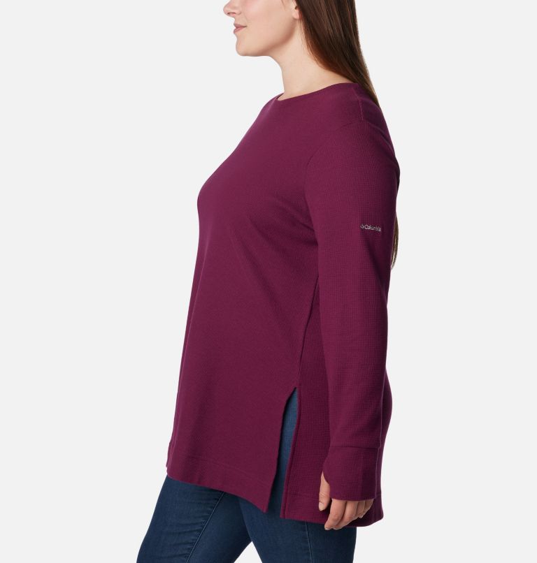 Thumbnail: Women's Holly Hideaway Waffle Tunic - Plus Size, Color: Marionberry, image 3