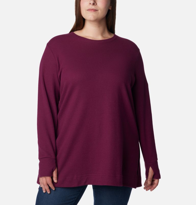 Women's Holly Hideaway Waffle Tunic - Plus Size, Color: Marionberry, image 1