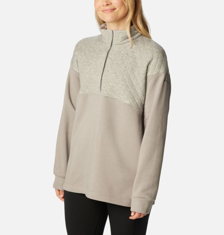 Thumbnail: Women's Hart Mountain Quilted Half Snap Pullover, Color: Light Grey Heather, image 5