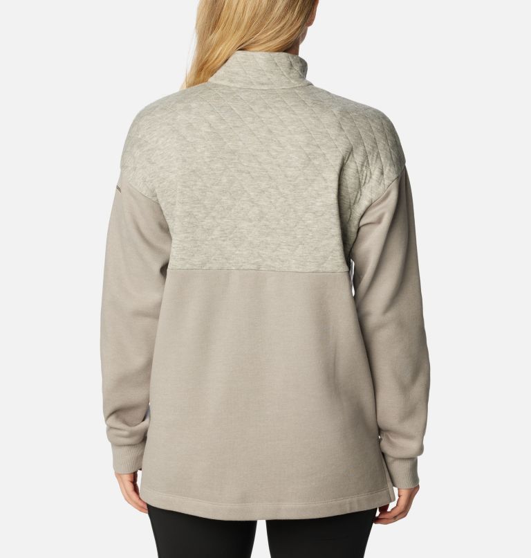 Women's Hart Mountain Quilted Half Snap Pullover, Color: Light Grey Heather, image 2