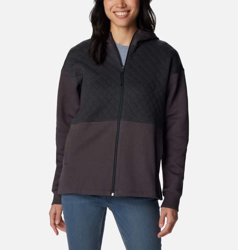 Women's Hart Mountain Quilted Hooded Full Zip, Color: Shark, image 1