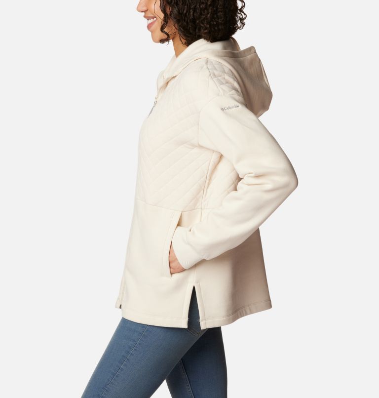 Women's Hart Mountain Quilted Hooded Full Zip, Color: Chalk, image 3