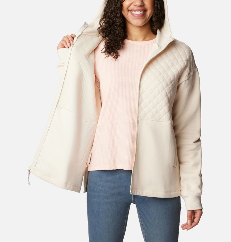 Women's Hart Mountain Quilted Hooded Full Zip, Color: Chalk, image 5