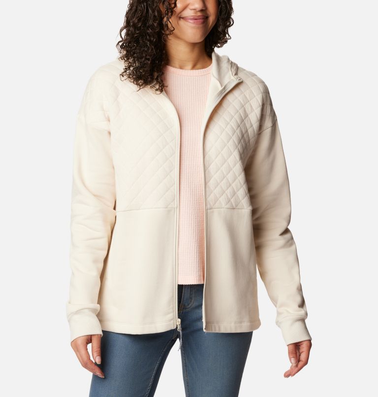 Women's Hart Mountain Quilted Hooded Full Zip, Color: Chalk, image 6