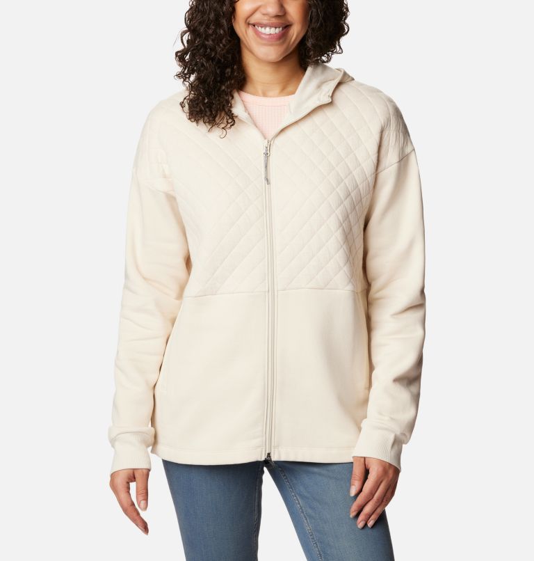 Women's Hart Mountain Quilted Hooded Full Zip, Color: Chalk, image 1