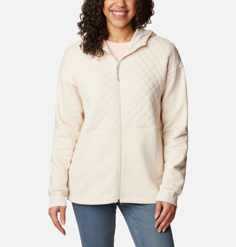 Thumbnail: Women's Hart Mountain Quilted Hooded Full Zip, Color: Chalk, image 1