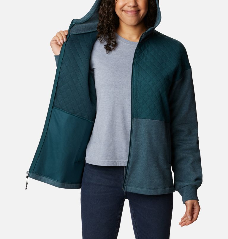 Women's Hart Mountain Quilted Hooded Full Zip, Color: Night Wave Heather, image 5