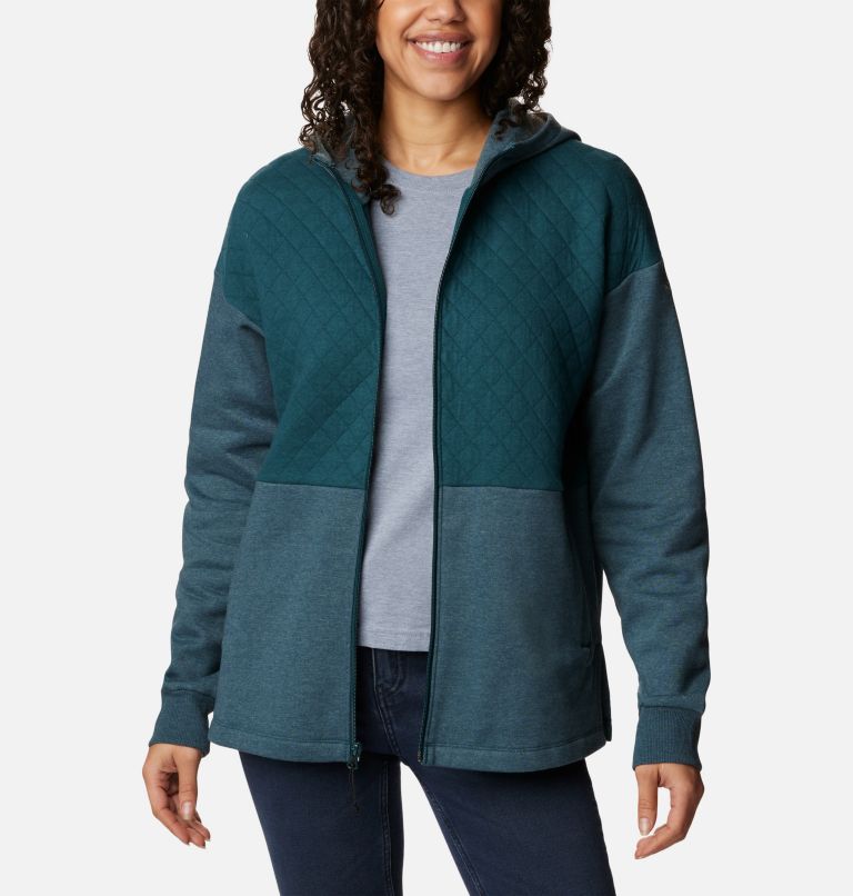 Women's Hart Mountain Quilted Hooded Full Zip, Color: Night Wave Heather, image 6