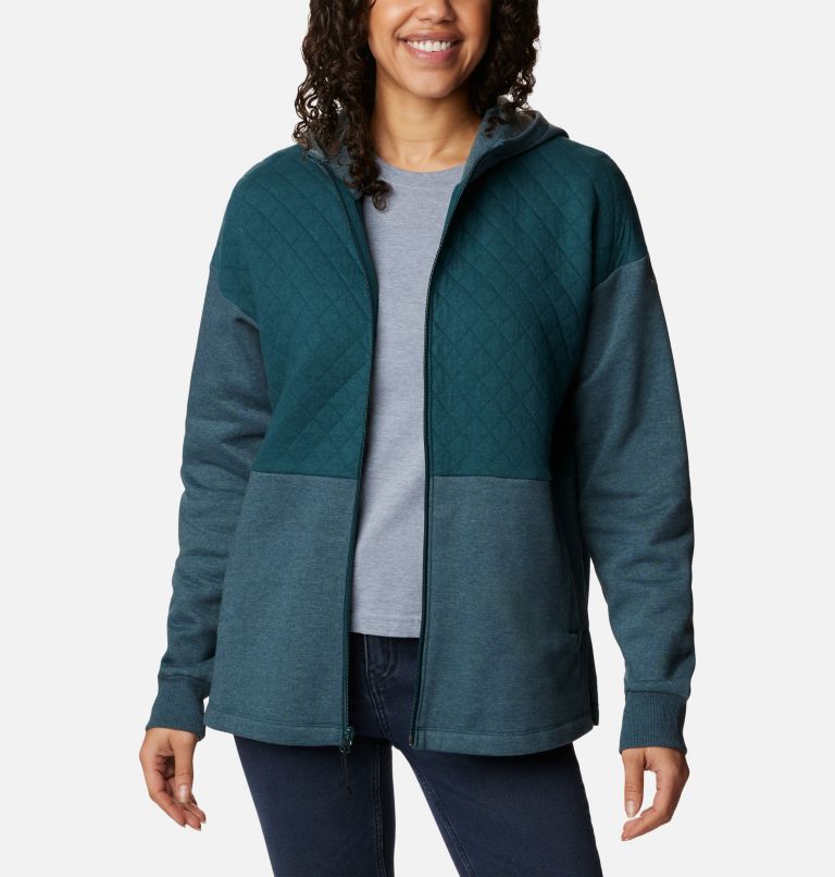 Thumbnail: Women's Hart Mountain Quilted Hooded Full Zip, Color: Night Wave Heather, image 6