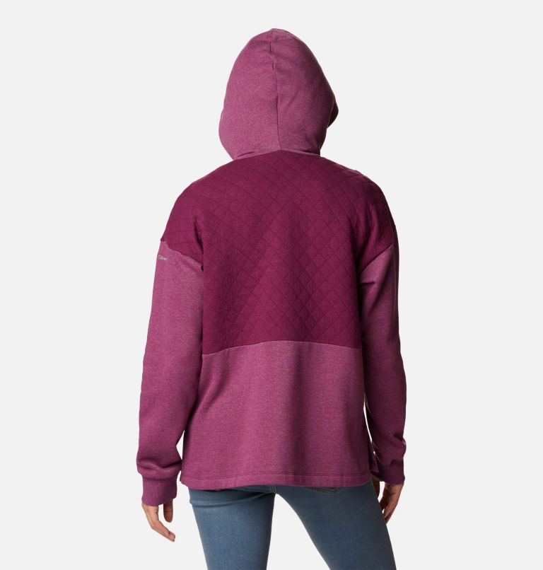 Women's Hart Mountain Quilted Hooded Full Zip, Color: Marionberry Heather, image 2