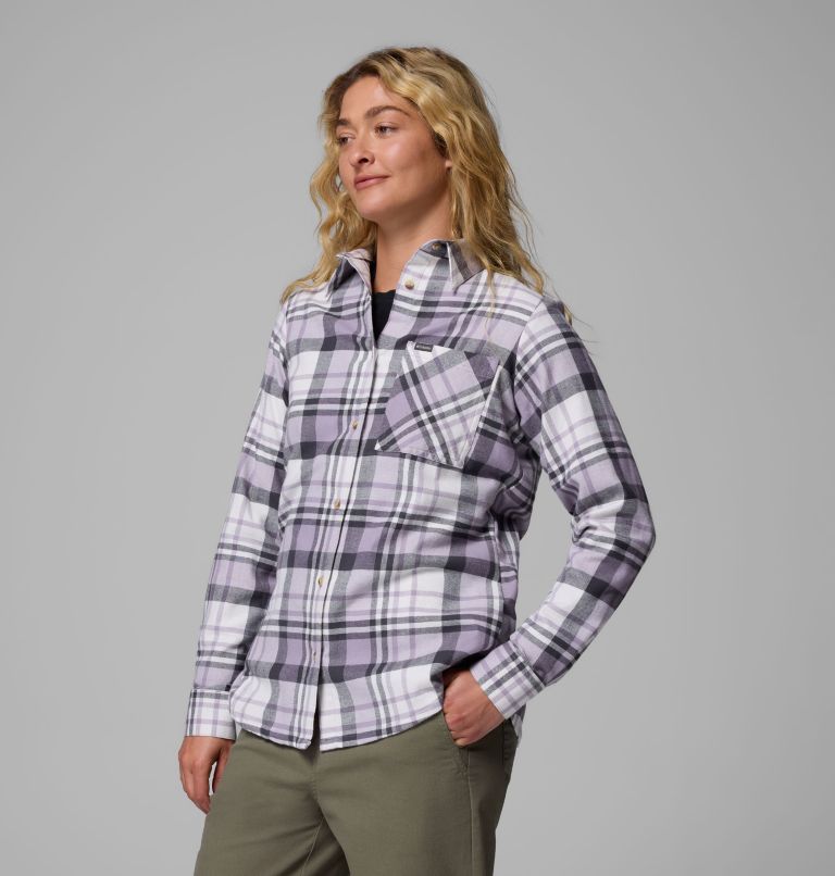 Women's Calico Basin Flannel Long Sleeve Shirt, Color: Shark Multiplaid, image 4