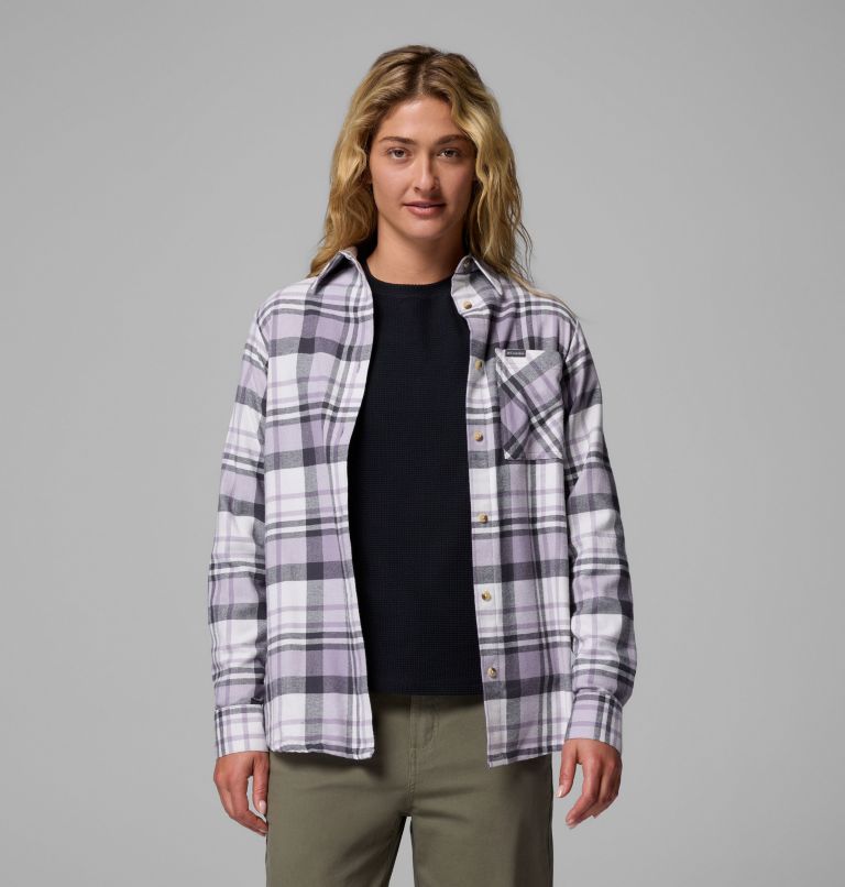Women's Calico Basin Flannel Long Sleeve Shirt, Color: Shark Multiplaid, image 5