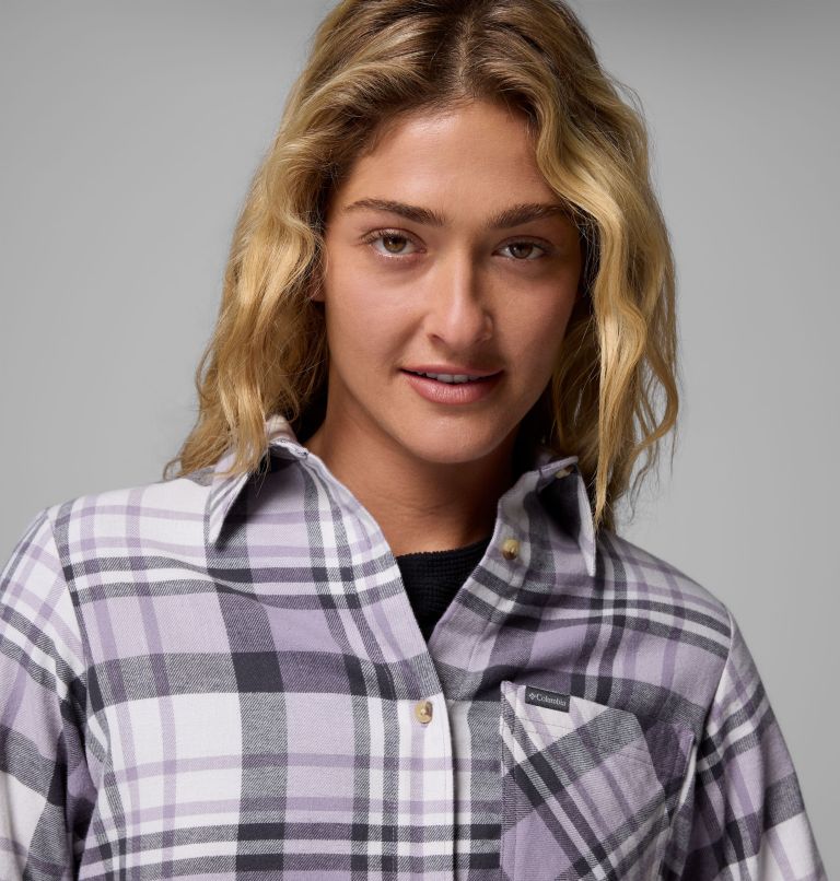 Women's Calico Basin Flannel Long Sleeve Shirt, Color: Shark Multiplaid, image 6