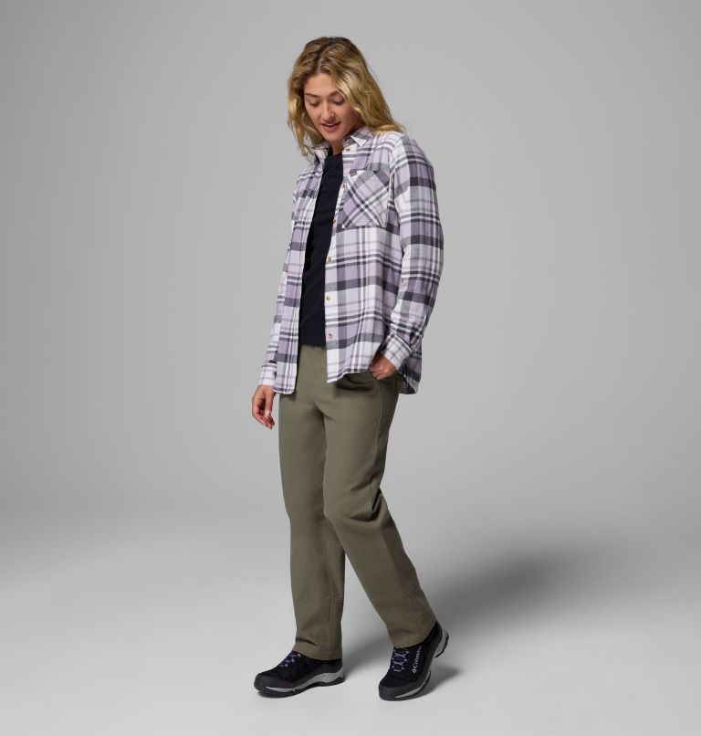 Women's Calico Basin Flannel Long Sleeve Shirt, Color: Shark Multiplaid, image 2