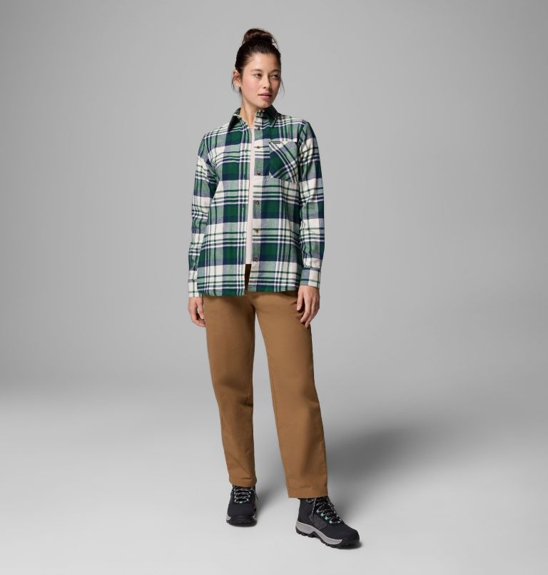 Women's Calico Basin Flannel Long Sleeve Shirt, Color: Rain Forest Multiplaid, image 2