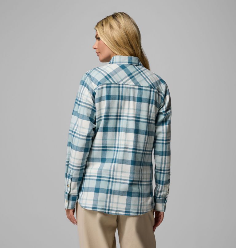 Women's Calico Basin Flannel Long Sleeve Shirt, Color: Crushed Blue Multiplaid, image 3