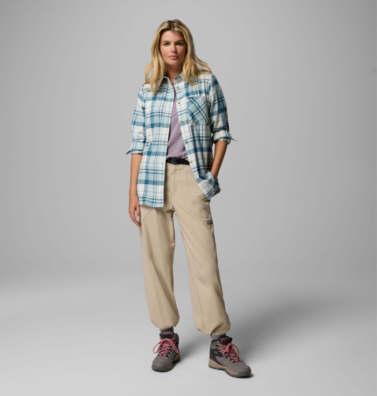 Women's Calico Basin Flannel Long Sleeve Shirt, Color: Crushed Blue Multiplaid, image 2