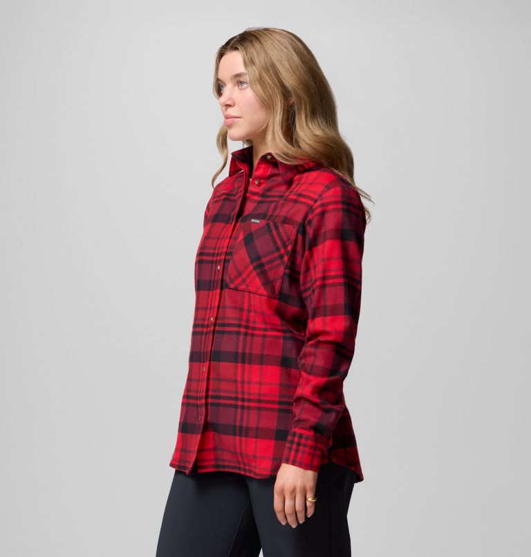 Women's Calico Basin Flannel Long Sleeve Shirt, Color: Mountain Red Multiplaid, image 4