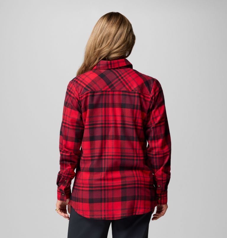 Women's Calico Basin Flannel Long Sleeve Shirt, Color: Mountain Red Multiplaid, image 3