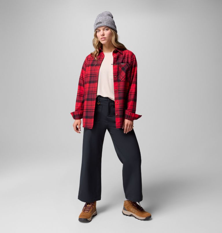 Women's Calico Basin Flannel Long Sleeve Shirt, Color: Mountain Red Multiplaid, image 2