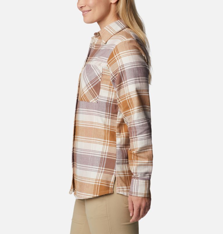 Women's Calico Basin Flannel Long Sleeve Shirt, Color: Dusty Pink Dimensional Buffalo, image 3