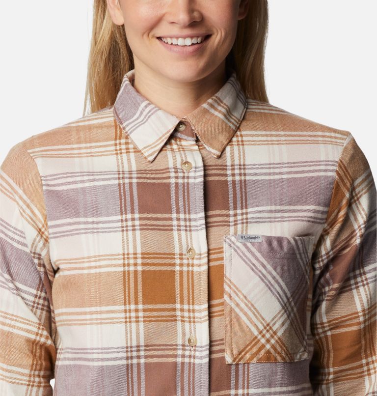 Women's Calico Basin Flannel Long Sleeve Shirt, Color: Dusty Pink Dimensional Buffalo, image 4